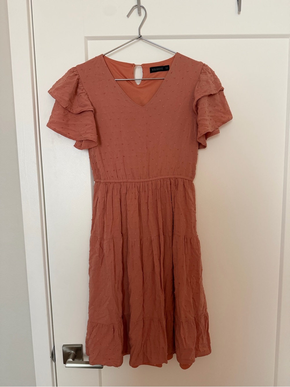 Mikarose Coral Swiss dot V-Neck Dress